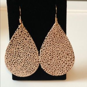 Teardrop Rose Gold Leather Earrings
